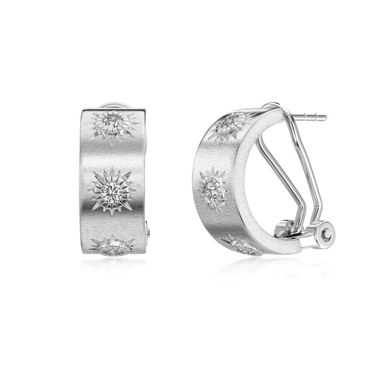 KAKODIY High Jewelry Rhodium 18K Gold Plated Brushed Surface 925 Sterling Silver 5A Cubic Zirconia Women's Clip-on Stud Earrings - product image 1