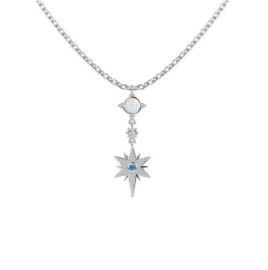 925 Sterling Silver Star Opal Pendant Necklace product image 7