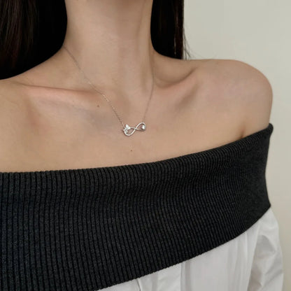 Stylish Geometric Design S925 Silver Link Chain 5A Cubic Zirconia Butterfly Number 8 Infinity Symbol Pendant Necklaces