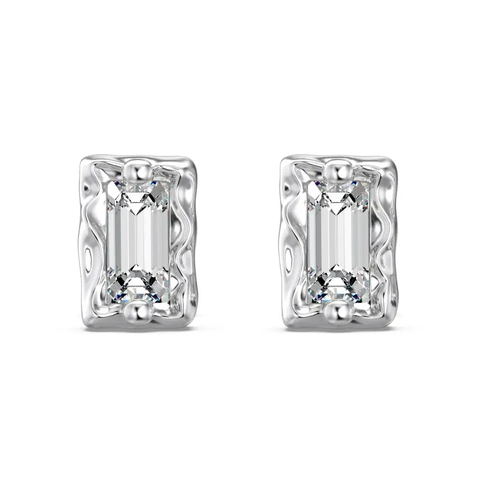 KAKODIY Elegant 925 Sterling Silver Stud Earrings, Emerald Cubic Zirconia 18K Gold Plated Sterling Silver Jewelry