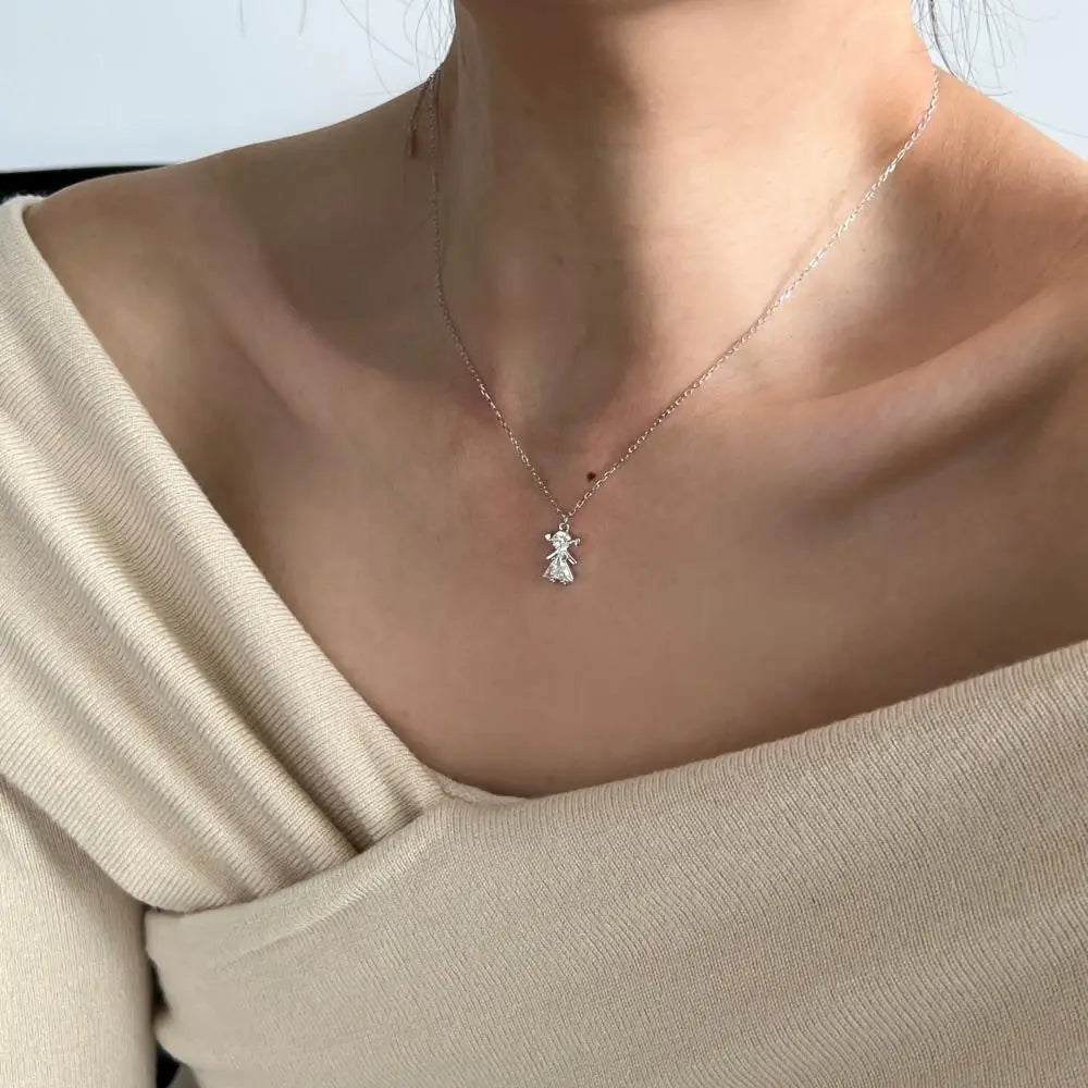 925 Silver CZ Statement Pendant Necklace DY191179 product image 6