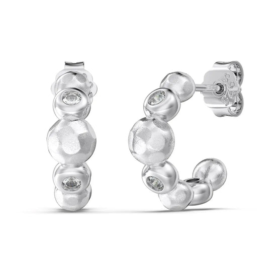 Stylish Personalized Design Jewelry Sterling Silver Brushed Surface Beaded 5A Zirconia Stud Earrings for Women Dress up