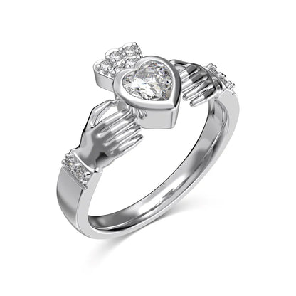 Fashion Fine Jewelry Design S925 Silver Hypoallergenic Non Tarnish Hands Shape for Love Heart 5A Zirconia Women Girl Rings