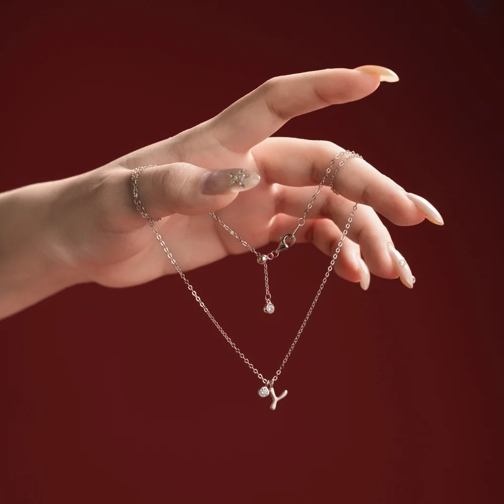925 Sterling Silver Y Initial CZ Necklace product image 2