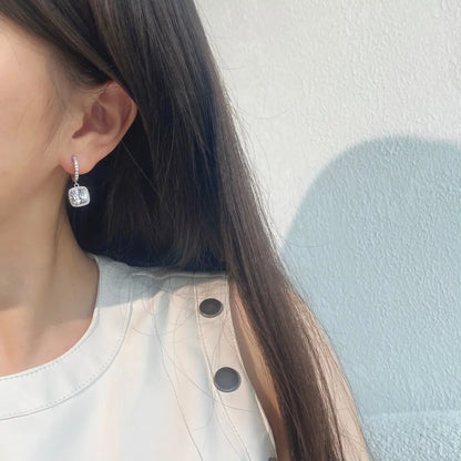 Sterling Silver Stud Earrings Drop Cubic Zirconia Zircon Shaped for Women Gemstone Trendy Earings 2025 Jewelry