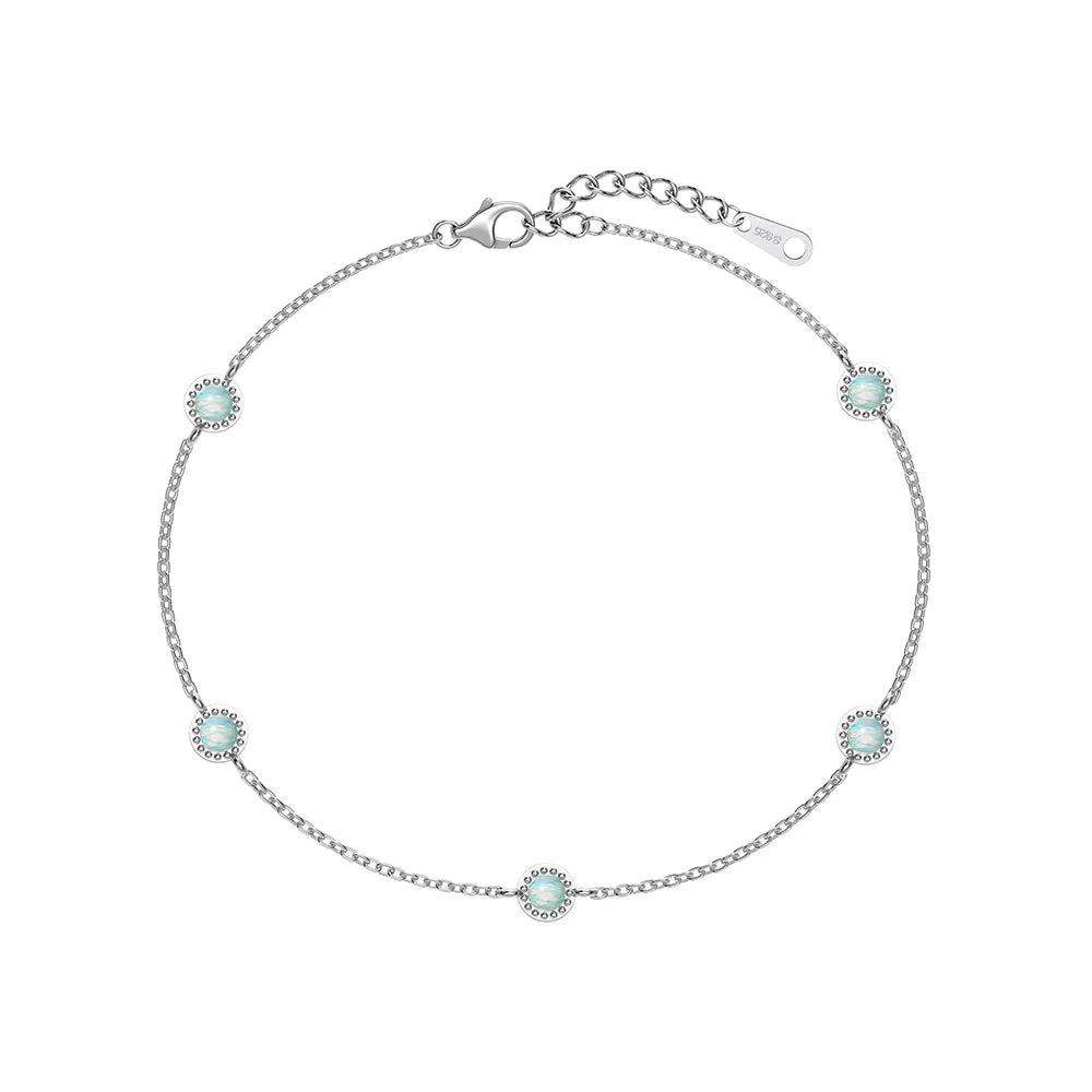 925 Sterling Silver Opal Chain Bracelet product image 7