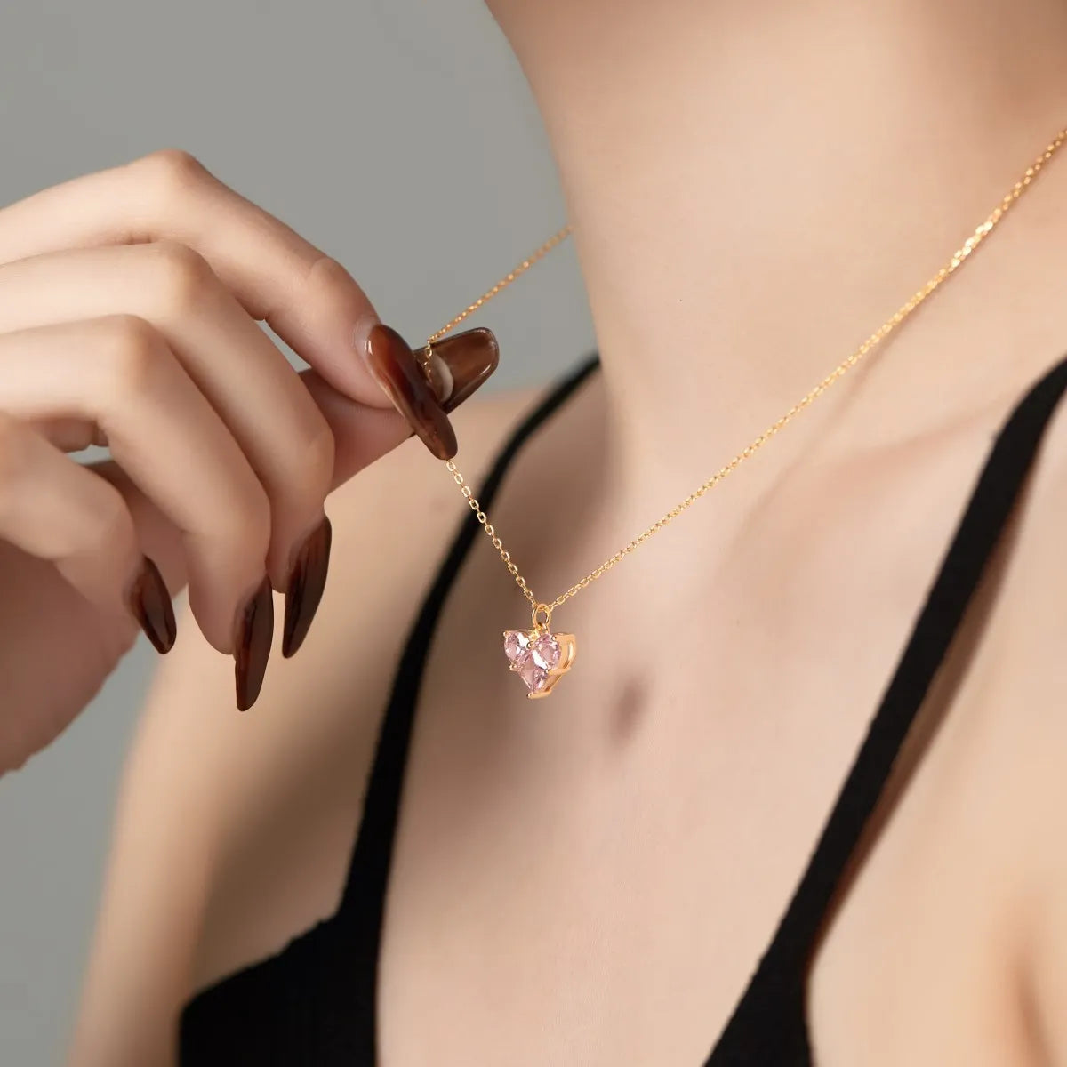 925 Silver Heart CZ Pendant Necklace DY190684 product image 3
