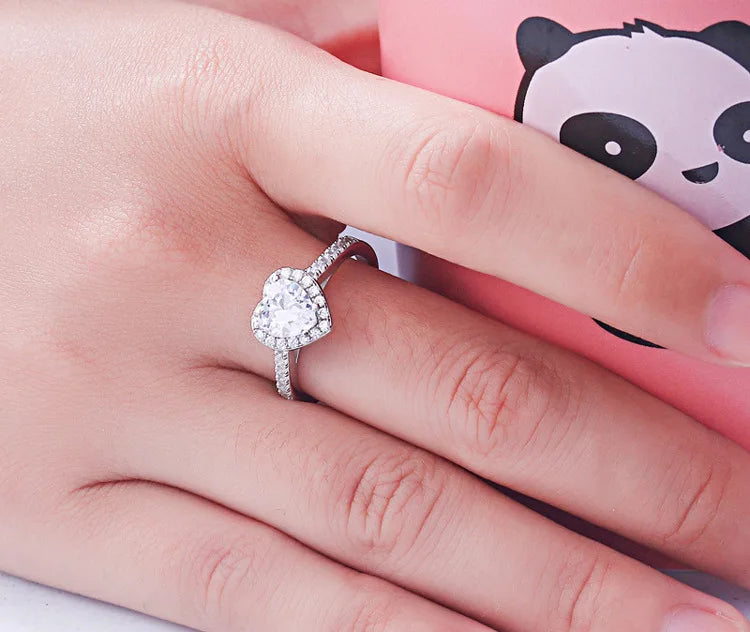 925 Silver Heart CZ Engagement Ring TL120016 product image 3