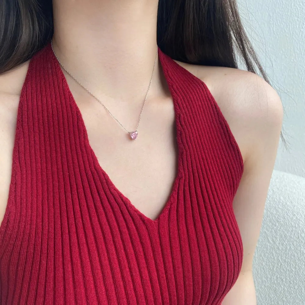 925 Sterling Silver Heart Lariat Necklace NE190037 product image 3