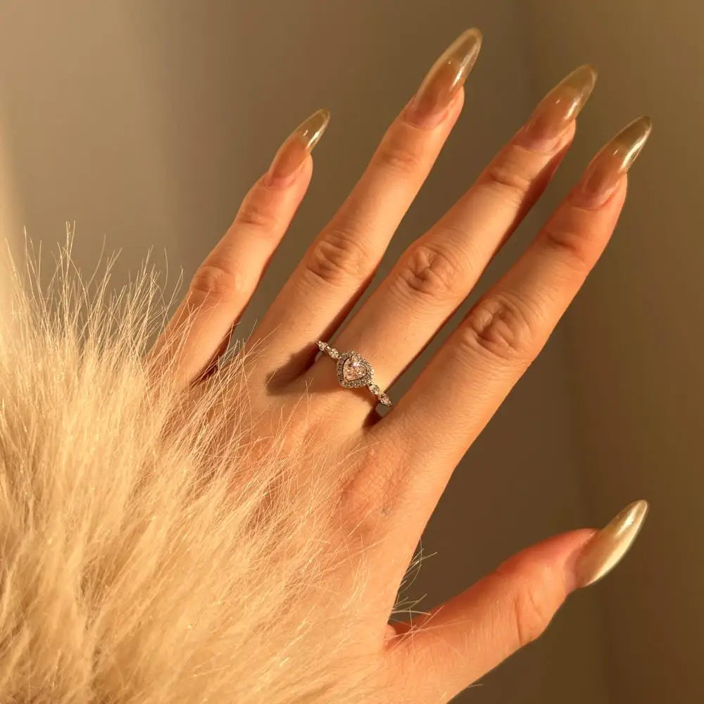 925 Sterling Silver Heart 8A CZ Wedding Ring product image 6