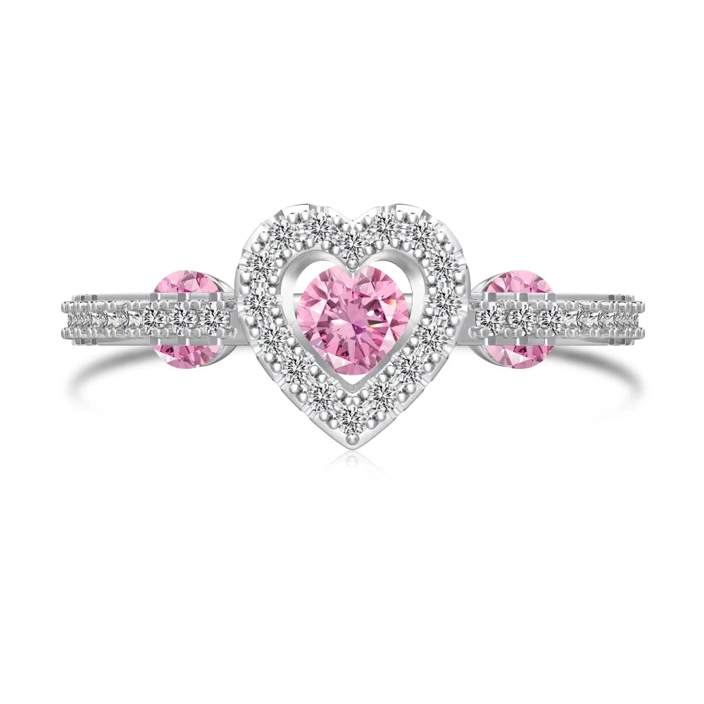 925 Silver Heart CZ Engagement Ring DY121128 product image 8