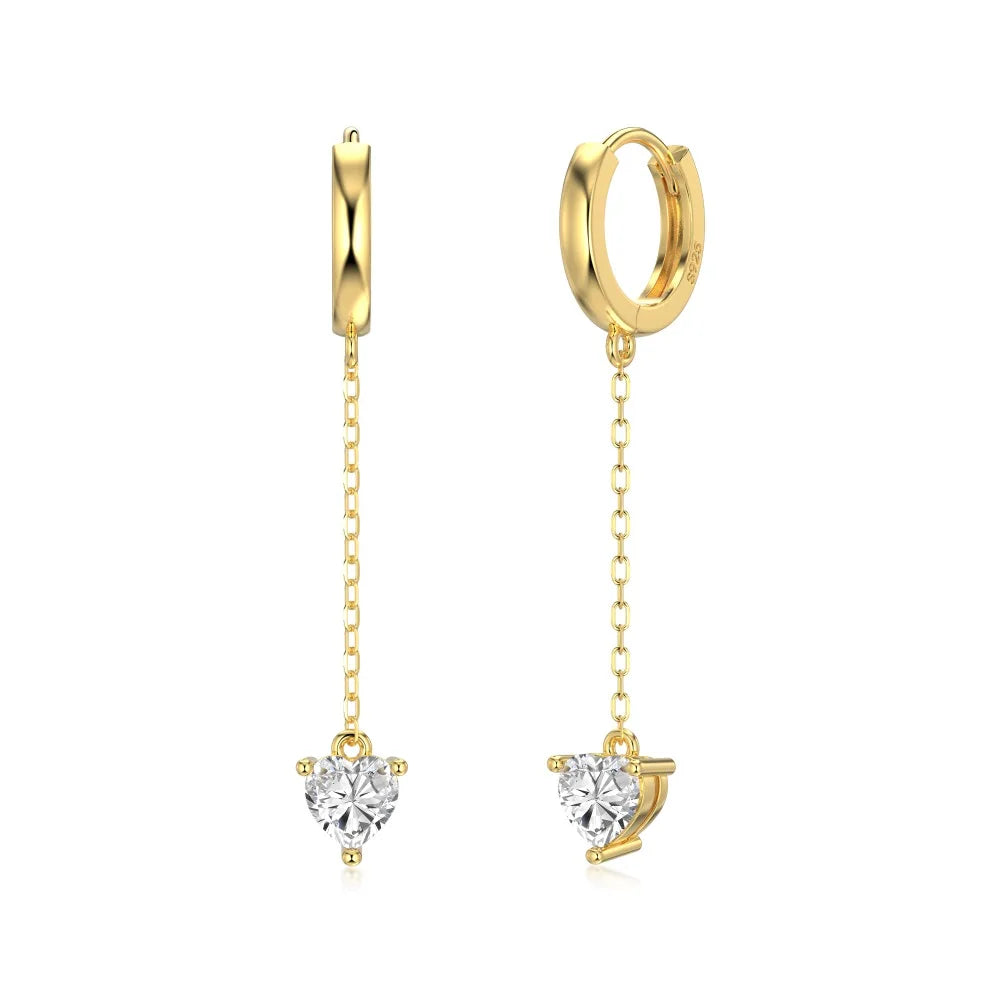 KAKODIY Elegance Design Fine Jewelry Earrings 925 Sterling Silver Pendant Tassel Heart 5A Cubic Zirconia Ring Earrings Women Wear Everyday
