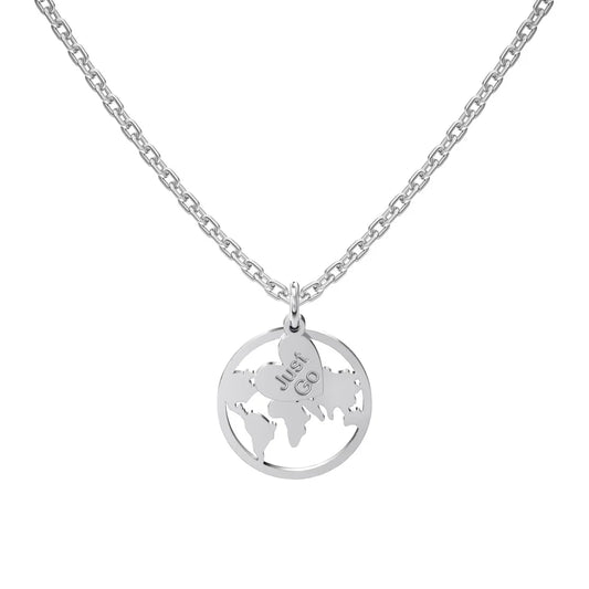 925 Sterling Silver World Map Pendant Necklace product image 8