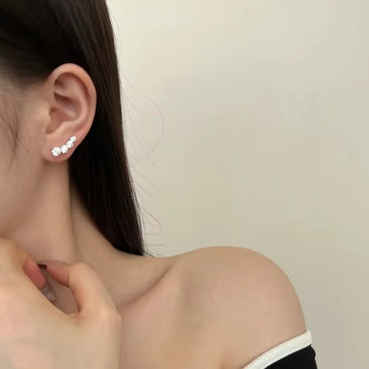 Classic Design Women Fashion Fine Jewelry Wholesale S925 Silver 5A Cubic Zirconia Baguette Circle Bar Shape Stud Earrings