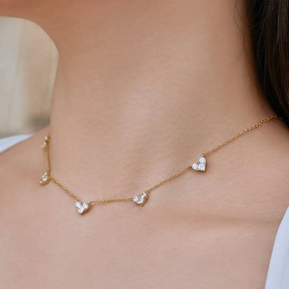 Delicate Design Wholesale S925 Silver Jewelry 18K Gold Plated Heart Pendant Necklace Cz Cubic Zirconia Necklaces for Women