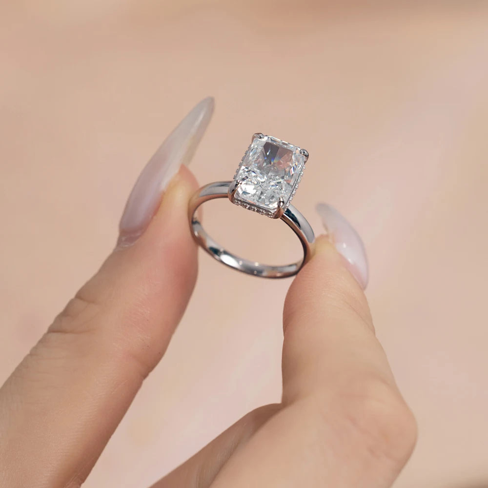 Fashion Women Jewelry Wedding Band Sterling Silver 8A Crushed Iced Out Cut Cubic Zirconia Engagement Bridal Rings