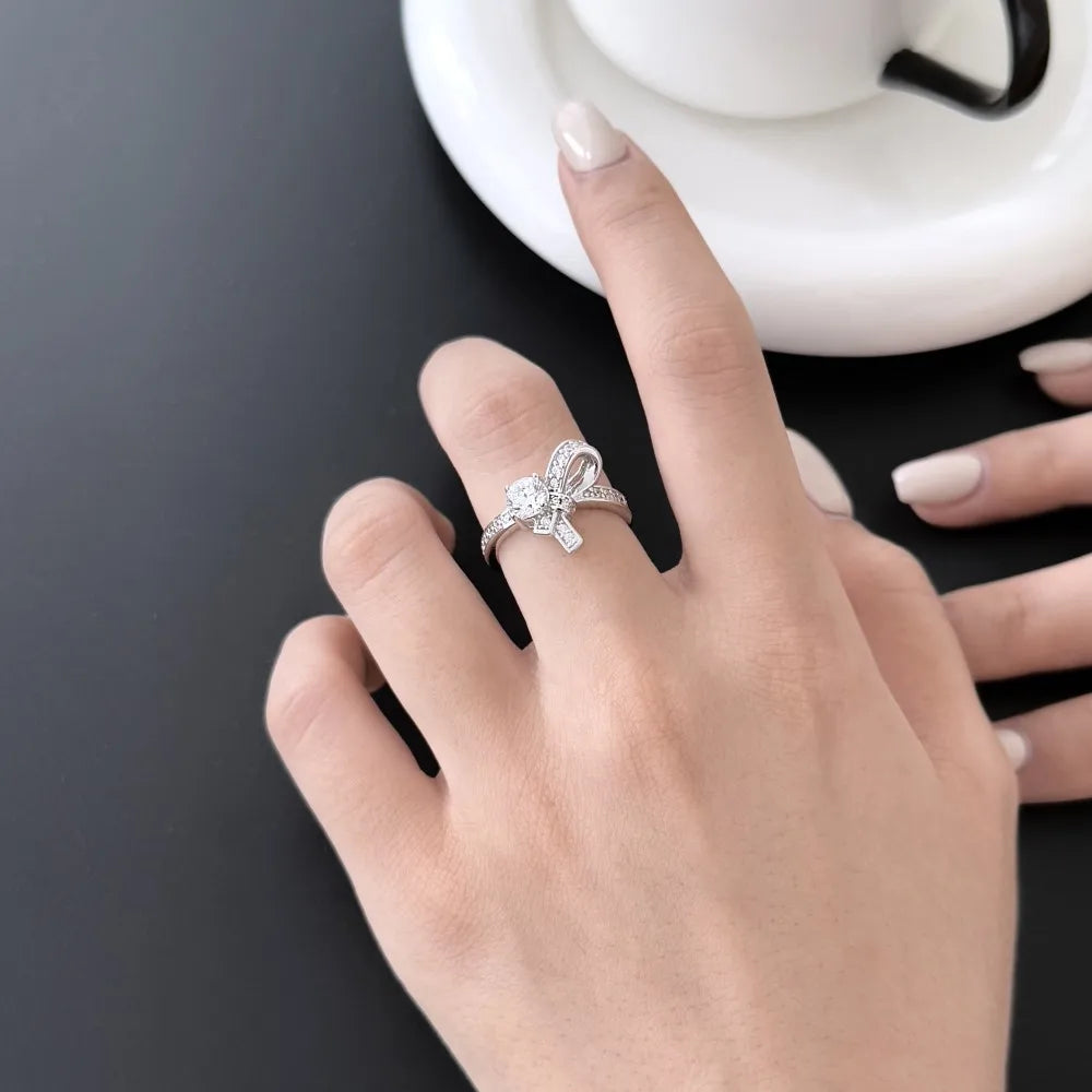 925 Silver Heart CZ Engagement Ring DY121538 product image 4