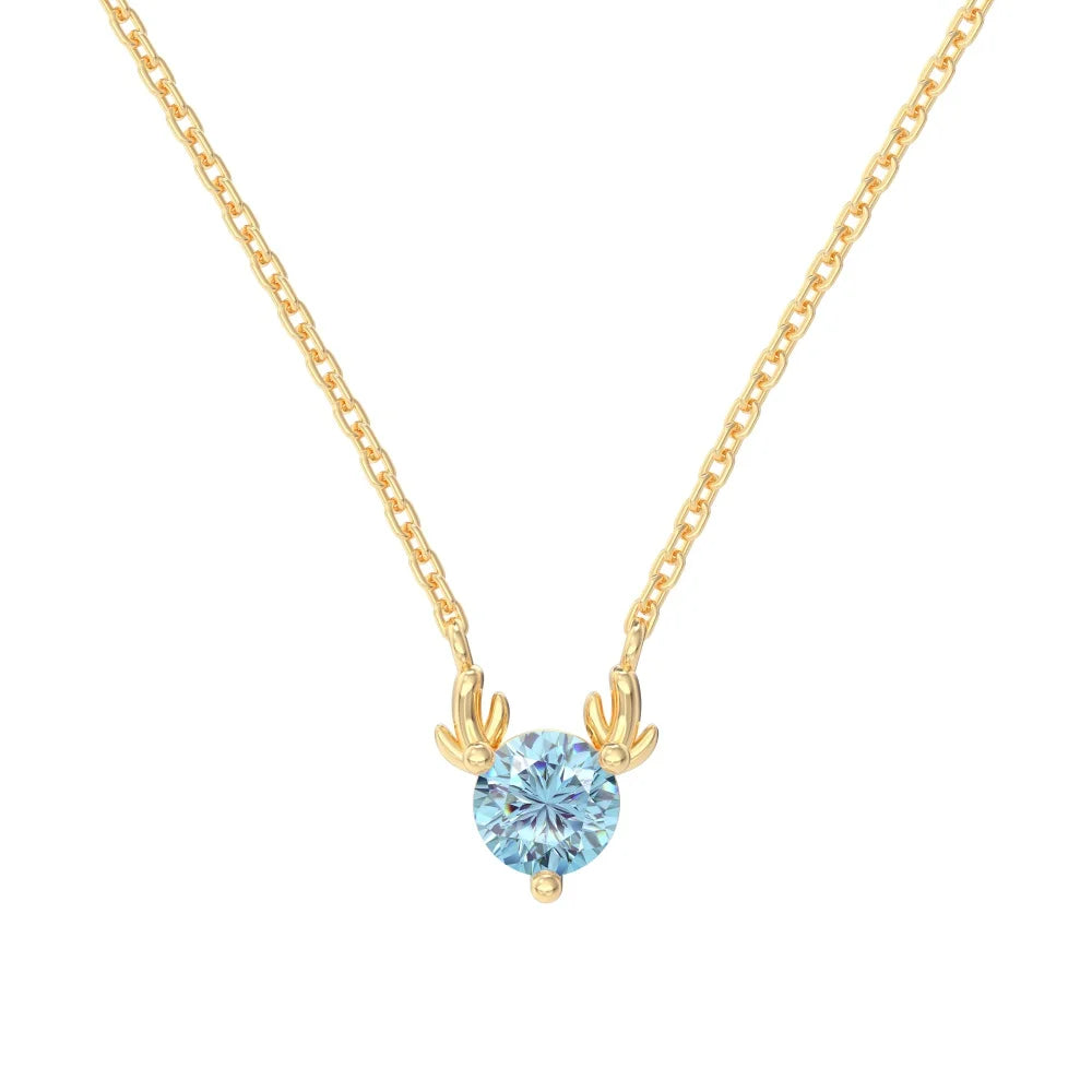Stylish Delicate Jewelry Rhodium 18K Gold Plated Sterling Silver Link Chain 5A Zirconia Christmas Elk Pendant Necklaces