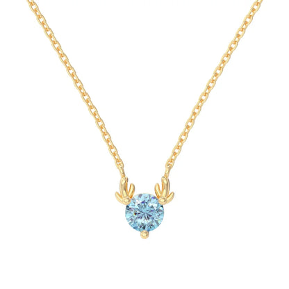 Stylish Delicate Jewelry Rhodium 18K Gold Plated Sterling Silver Link Chain 5A Zirconia Christmas Elk Pendant Necklaces