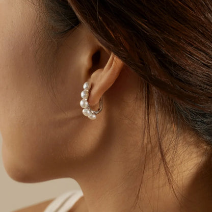 New Arrival 925 Silver Cz Zircon Drop Earrings for Women Classic Geometric Fresh Water Pearl Hoop Earring 18K Gold Plated  Jewelry