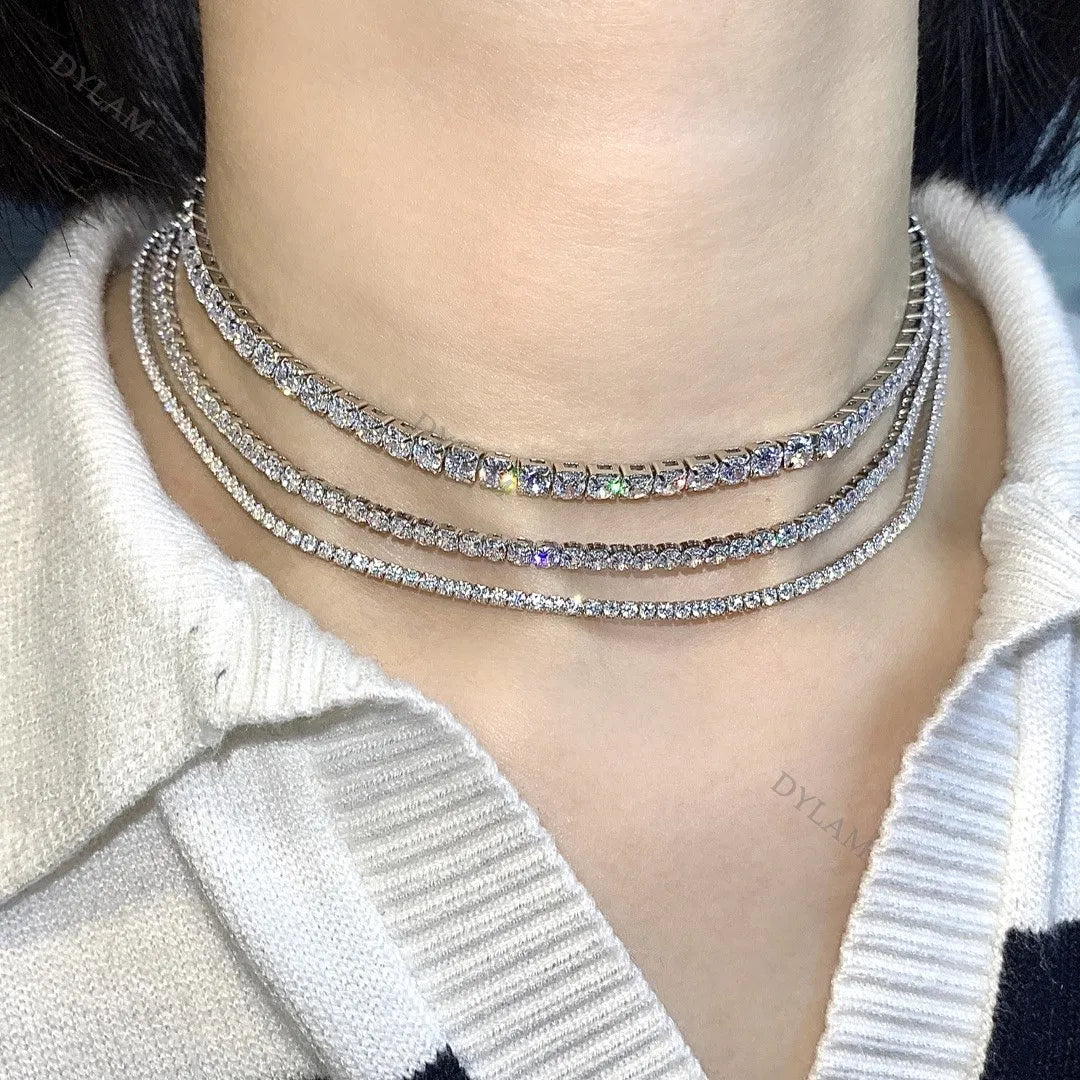 925 Sterling Silver CZ Tennis Necklace DY190148 product image 3