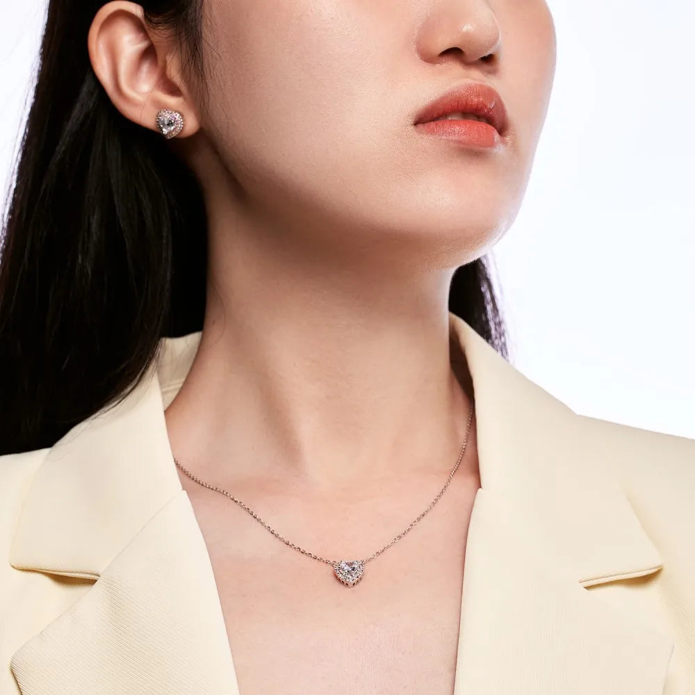 925 Sterling Silver Heart CZ Necklace DY190582 product image 2