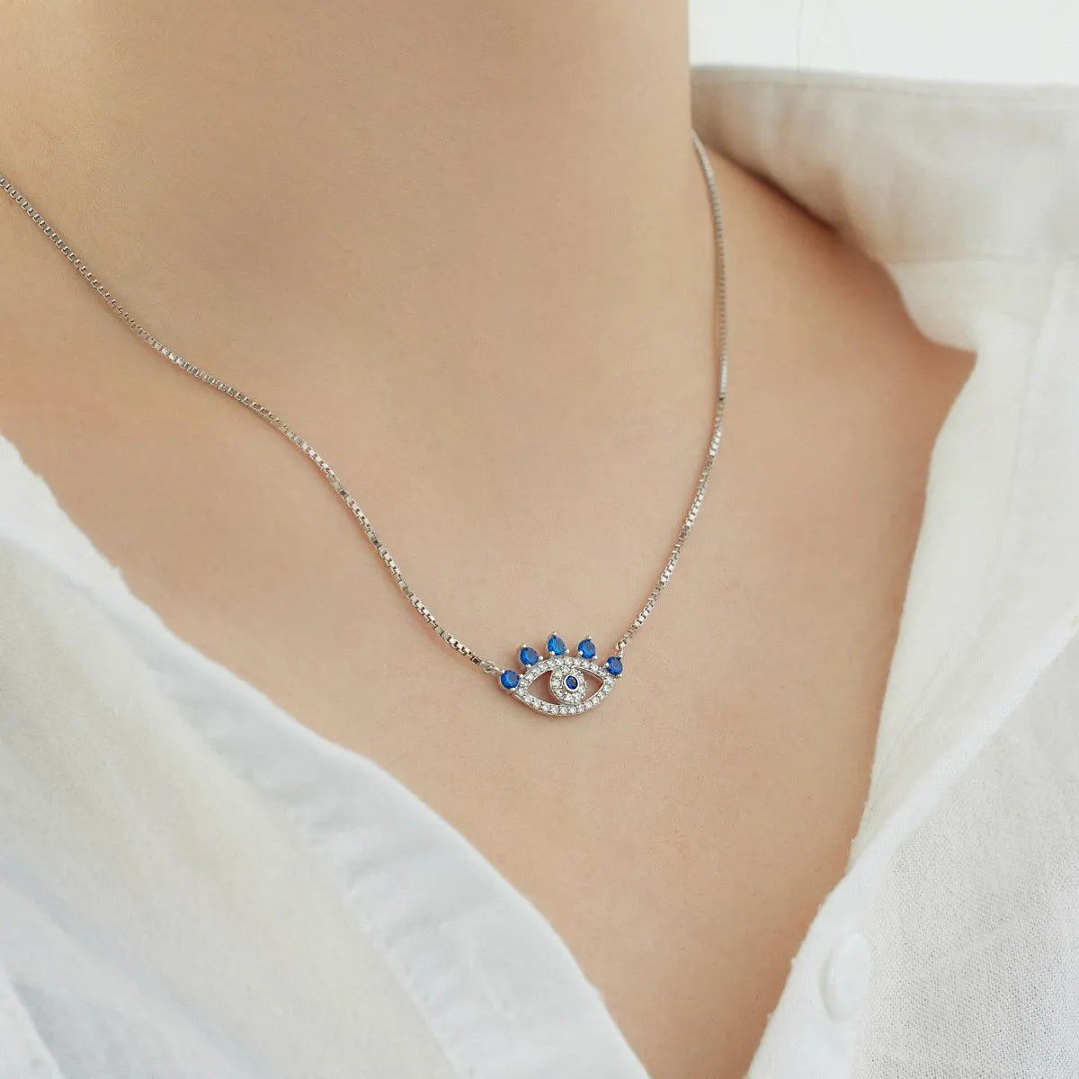 925 Silver Evil Eye CZ Pendant Necklace DY190765 product image 3