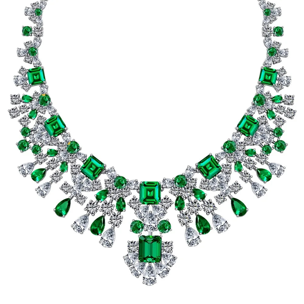 925 Sterling Silver Emerald CZ Tennis Necklace product image 6