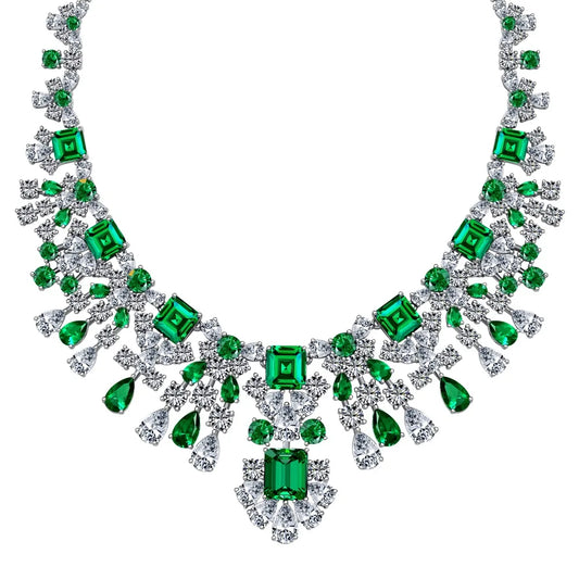 925 Sterling Silver Emerald CZ Tennis Necklace product image 6