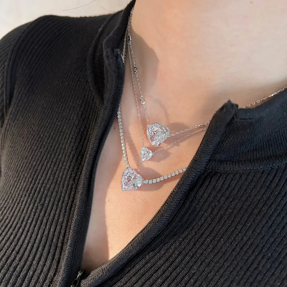 925 Sterling Silver Heart Lariat Necklace NE190037 product image 2