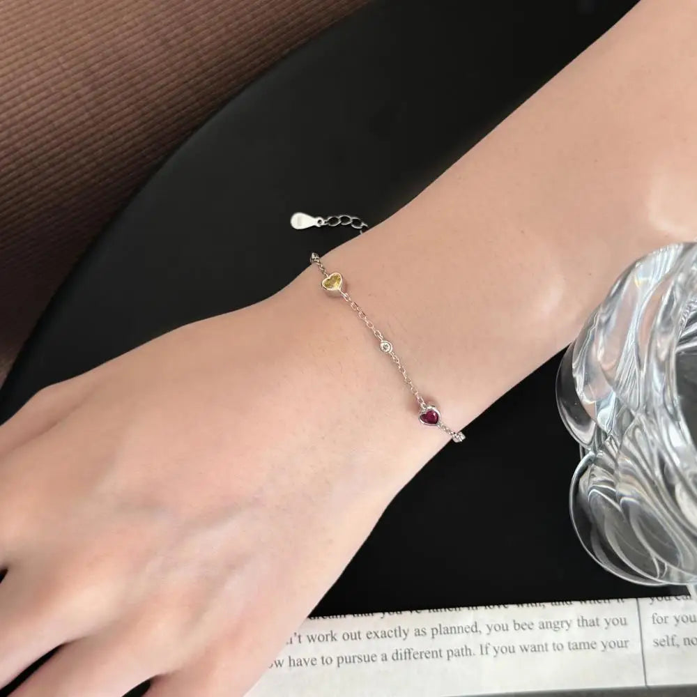 925 Sterling Silver Heart Chain Bracelet DY150632 product image 5