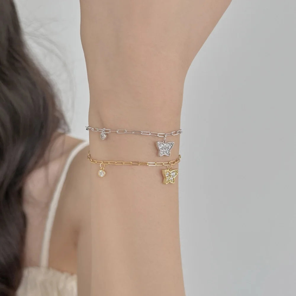 925 Sterling Silver Butterfly 5A CZ Bracelet product image 2