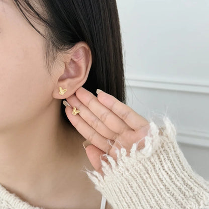KAKODIY Unique Small 925 Sterling Silver Small Laser Textured Surface Butterfly Stud Earrings Women Daily Wear - product image 4