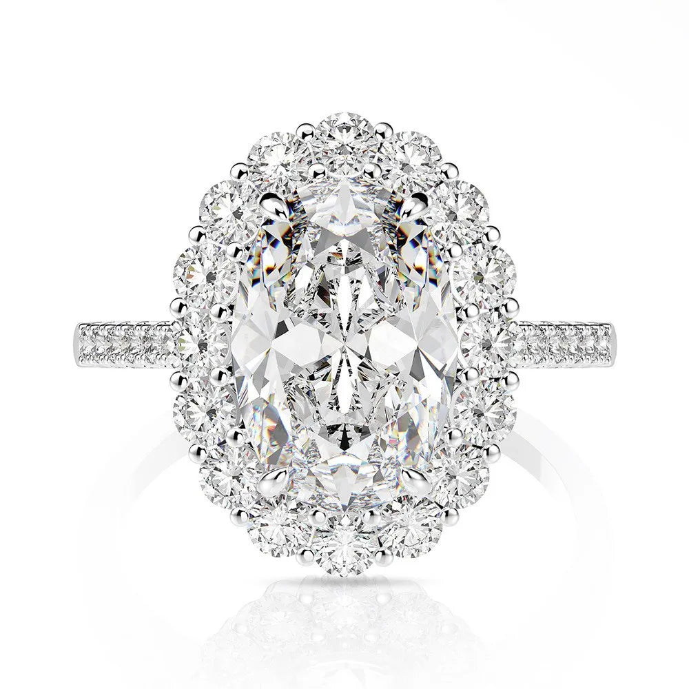 New Designs High Carbon Diamond Oval Eternity Jewelry Engagement Anniversary Royal Pure CZ 8A Silver S925 Wedding Rings