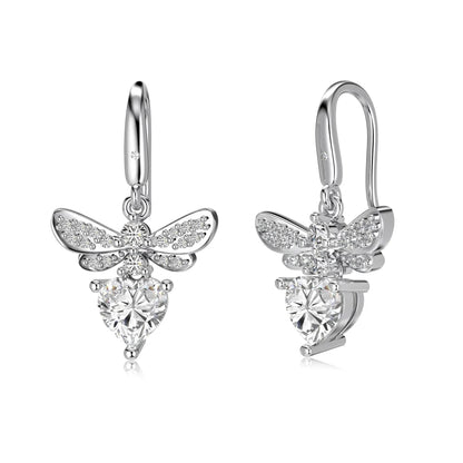 Exquisite Design 925 Sterling Silver Fade Free Diamond Topaz 5A Cubic Zirconia Butterfly Heart Shape Hook Earrings Jewelry