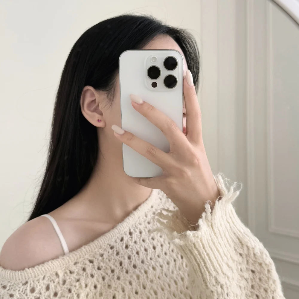 KAKODIY New Small Lovely 925 Sterling Silver Rhodium 18K Gold Plated Matte Square 5A Cube Zirconia Heart Stud Earrings - product image 6