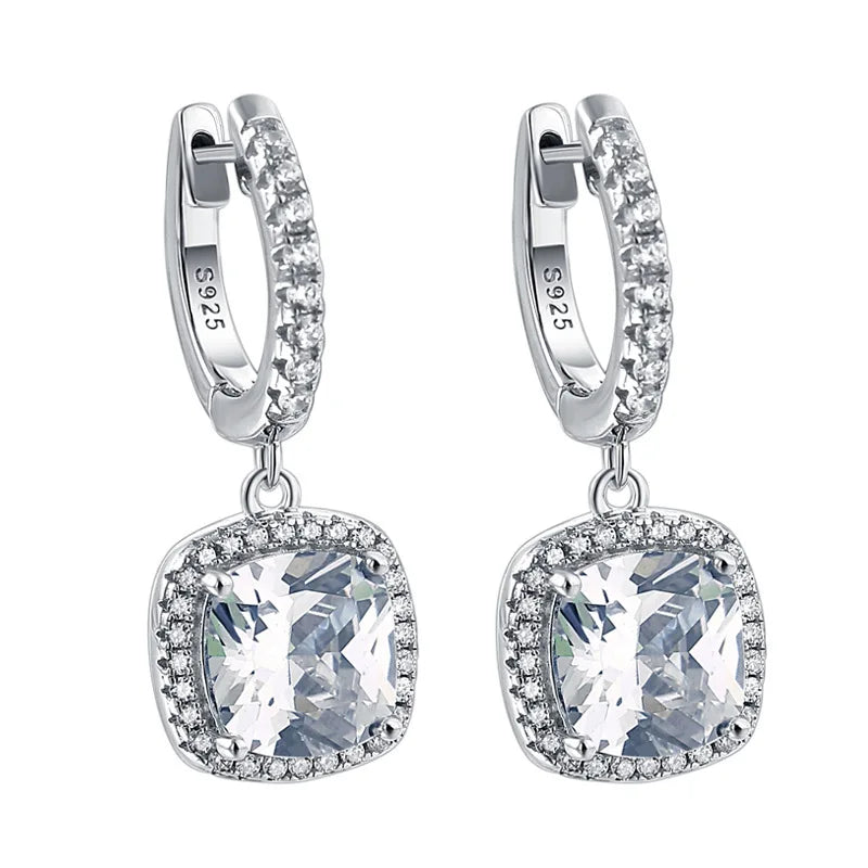 Sterling Silver Stud Earrings Drop Cubic Zirconia Zircon Shaped for Women Gemstone Trendy Earings 2025 Jewelry