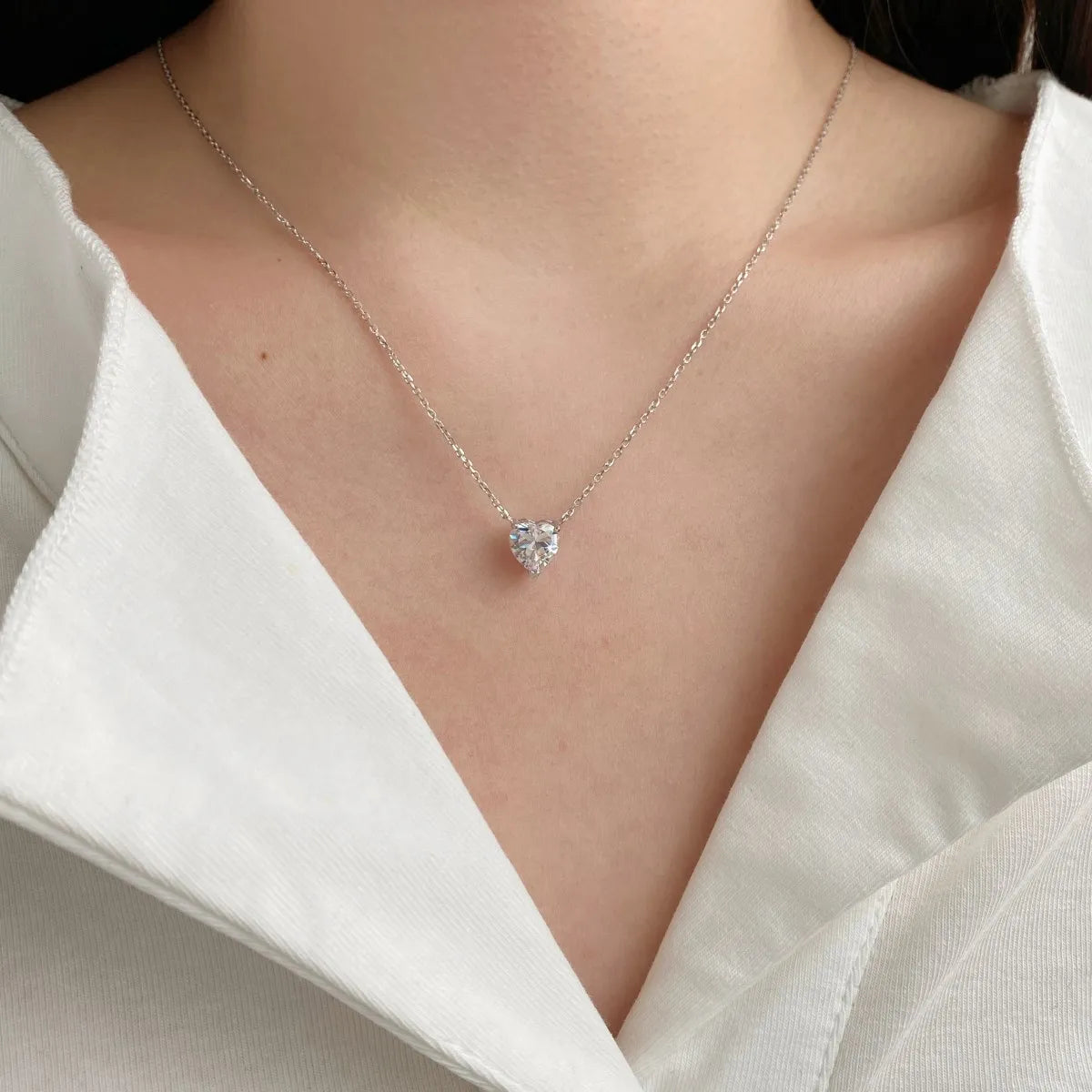 925 Sterling Silver Heart Lariat Necklace NE190037 product image 5