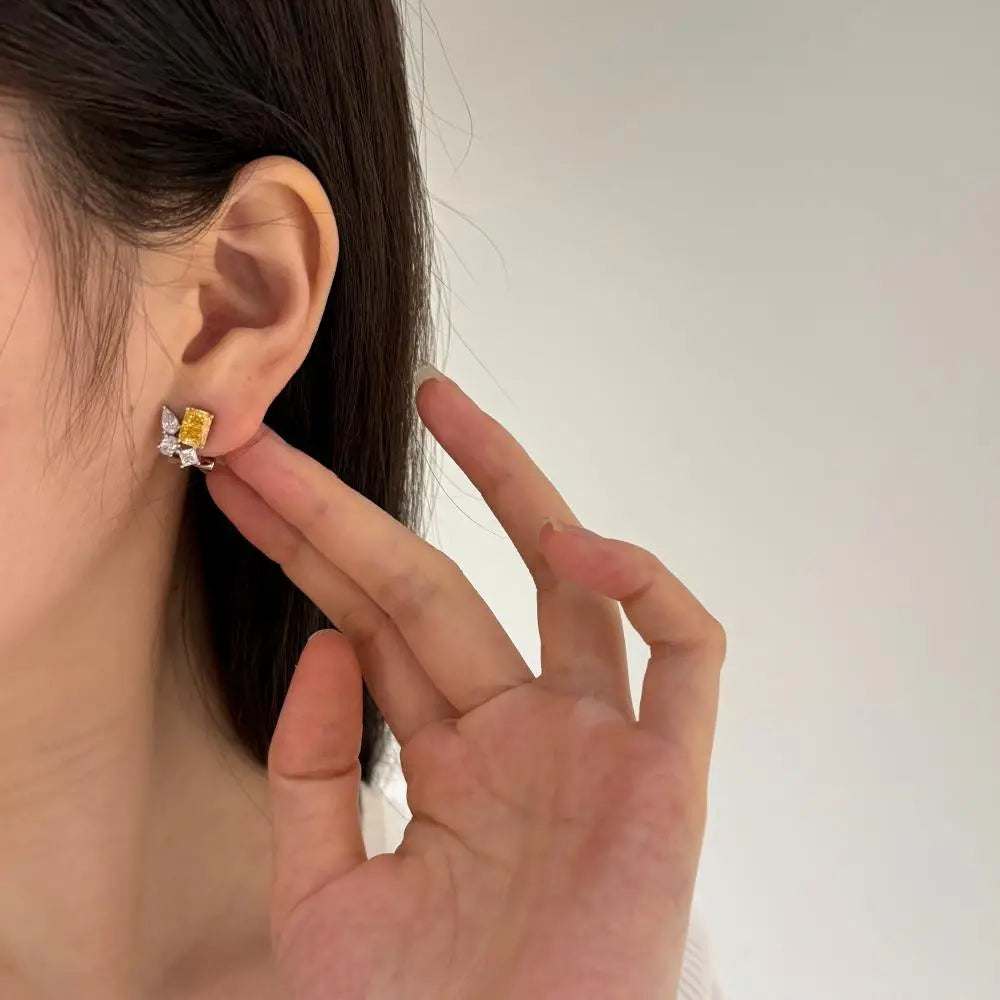KAKODIY No Minimum Quantity 925 Sterling Silver Stud Earrings with Colored Zirconia Paving 18K Gold Plated Earrings - product image 2