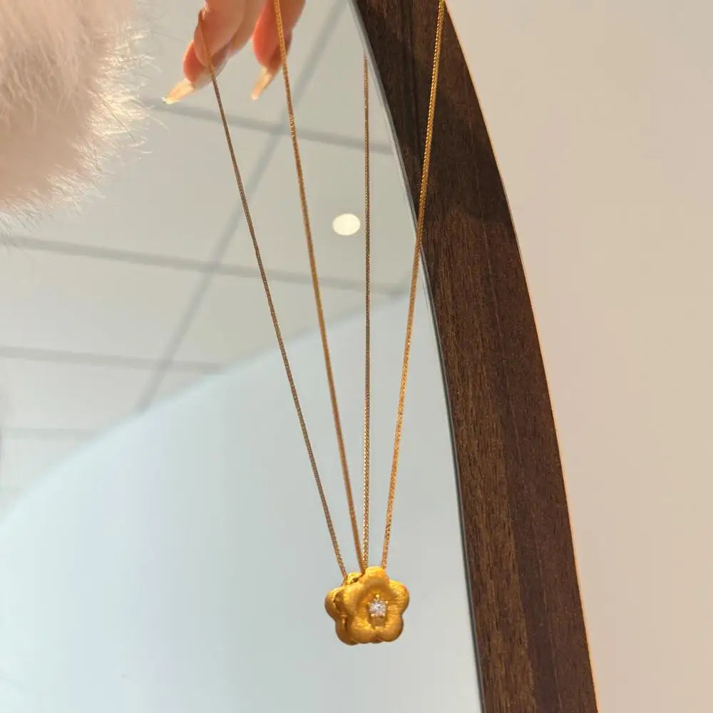 Casual Daily Fine Necklaces Jewellery 5A Zircon Adjustable Flower Pendant Necklace for Girls