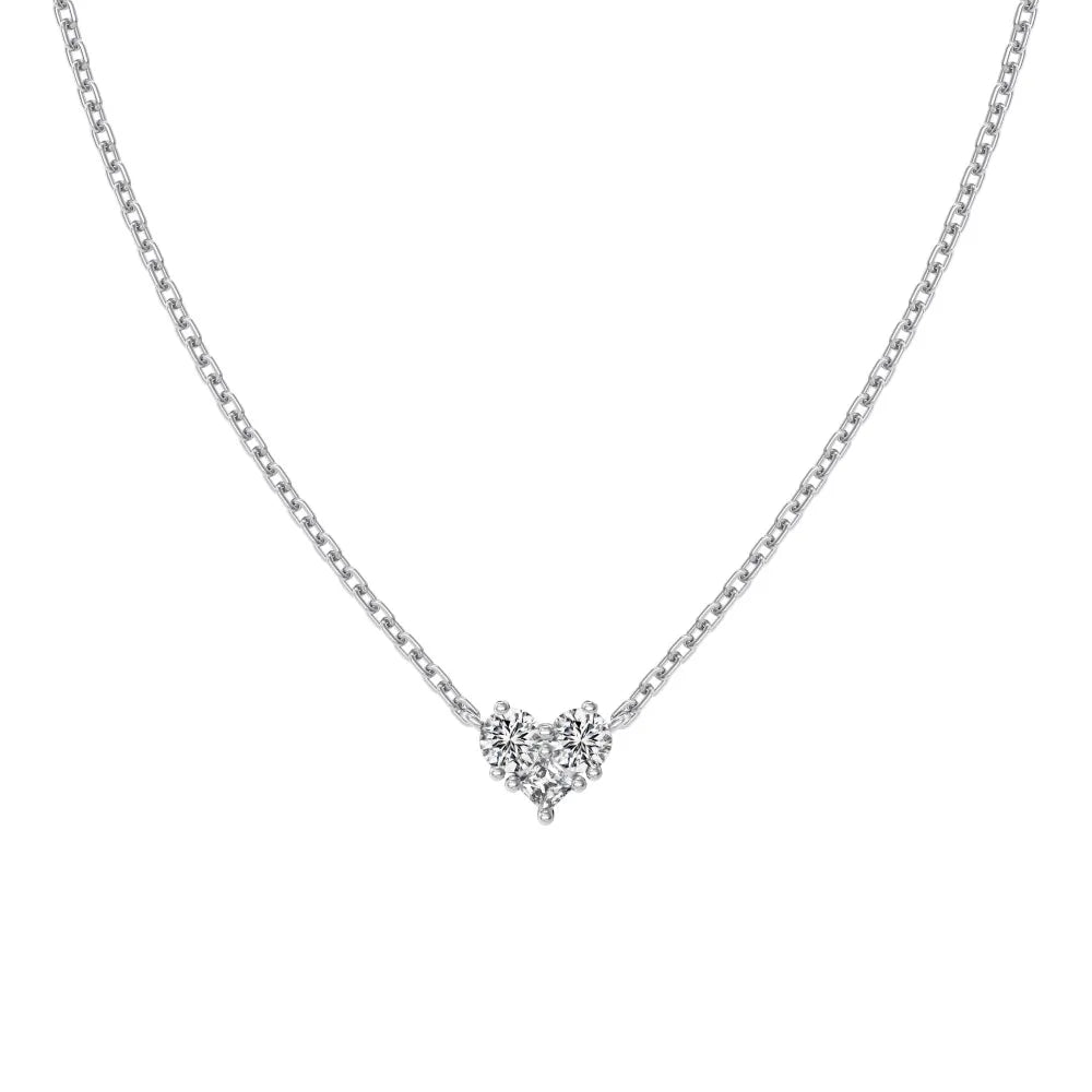 Minimalist Design Fashion Jewelry S925 Silver Rhodium 18K Gold Plated Tiny Love Heart Pendant Necklaces with 5A Zirconia