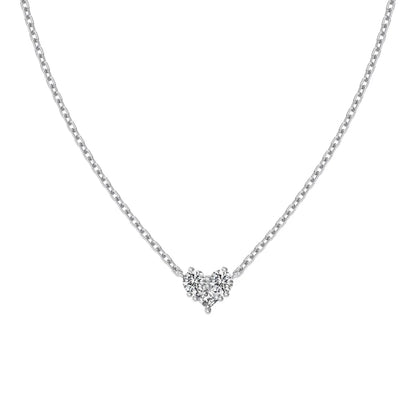 Minimalist Design Fashion Jewelry S925 Silver Rhodium 18K Gold Plated Tiny Love Heart Pendant Necklaces with 5A Zirconia