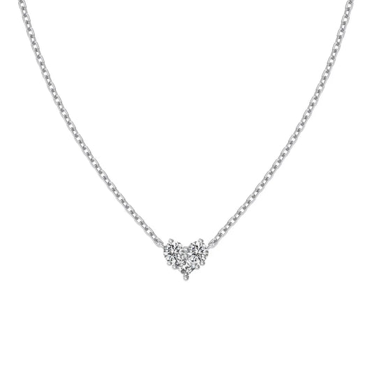 Minimalist Design Fashion Jewelry S925 Silver Rhodium 18K Gold Plated Tiny Love Heart Pendant Necklaces with 5A Zirconia