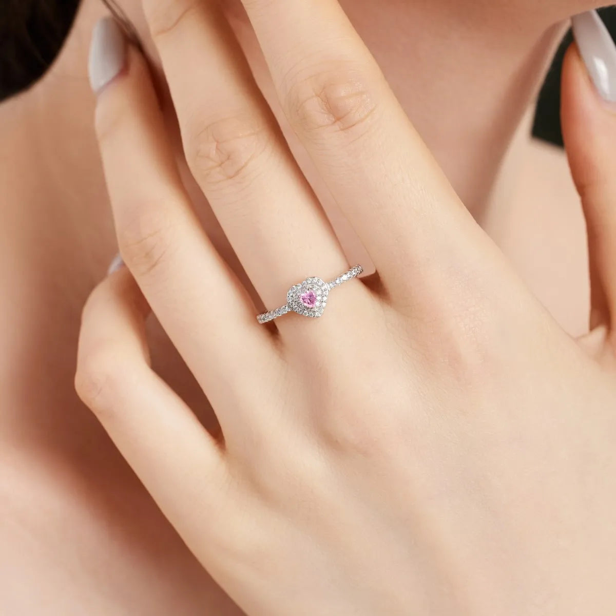 925 Silver Heart CZ Engagement Ring DY121017 product image 2