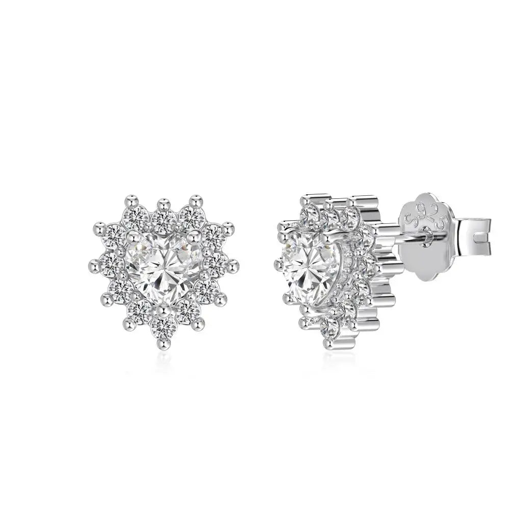 KAKODIY Full Surround Zircon Earrings Accessories Fashion 925 Sterling Silver Heart Stud Earrings - product image 1