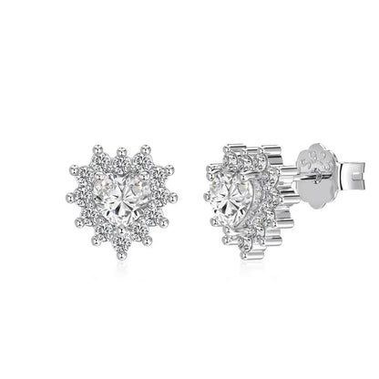 KAKODIY Full Surround Zircon Earrings Accessories Fashion 925 Sterling Silver Heart Stud Earrings - product image 1