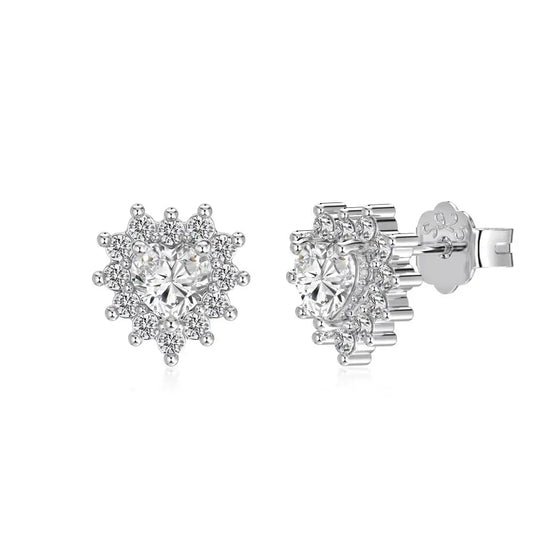 KAKODIY Full Surround Zircon Earrings Accessories Fashion 925 Sterling Silver Heart Stud Earrings - product image 1