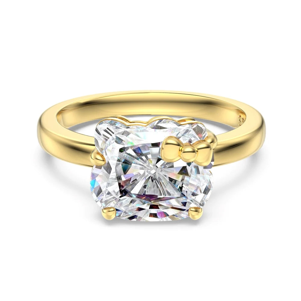 925 Sterling Silver Bow 5A CZ Dainty Ring by KAKODIY