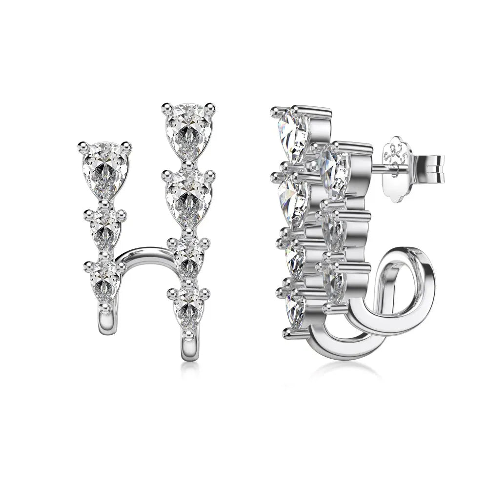 Luxury Geometric S925 Silver Jewelry 18K Gold Plated Earring Cz Zirconia Double Layer Hoops Hook Stud Earrings for Women