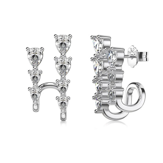 Luxury Geometric S925 Silver Jewelry 18K Gold Plated Earring Cz Zirconia Double Layer Hoops Hook Stud Earrings for Women